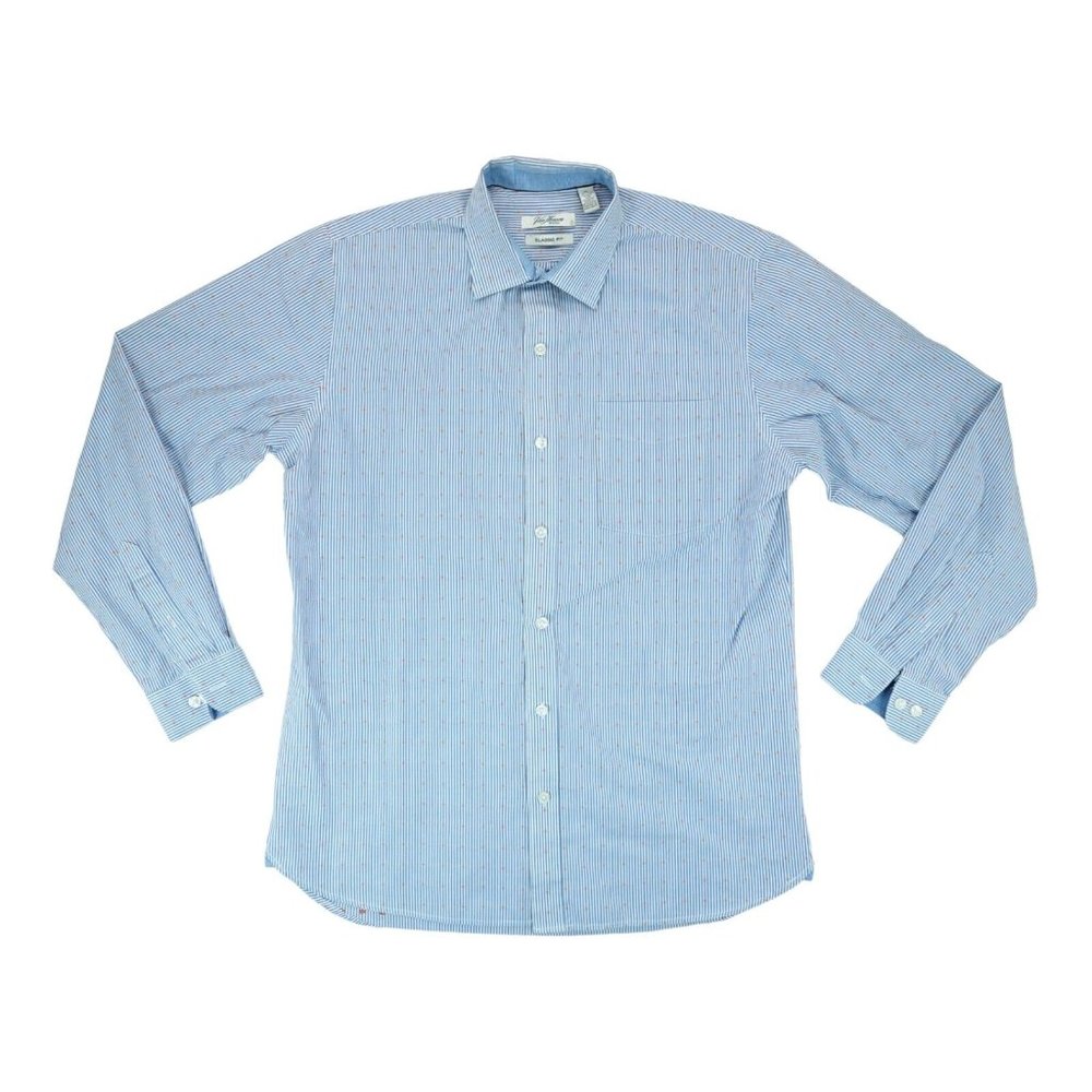 Van Heusen Classic Fit Mens Blue Polka Dot Striped Button Shirt Long Sleeve Sz M